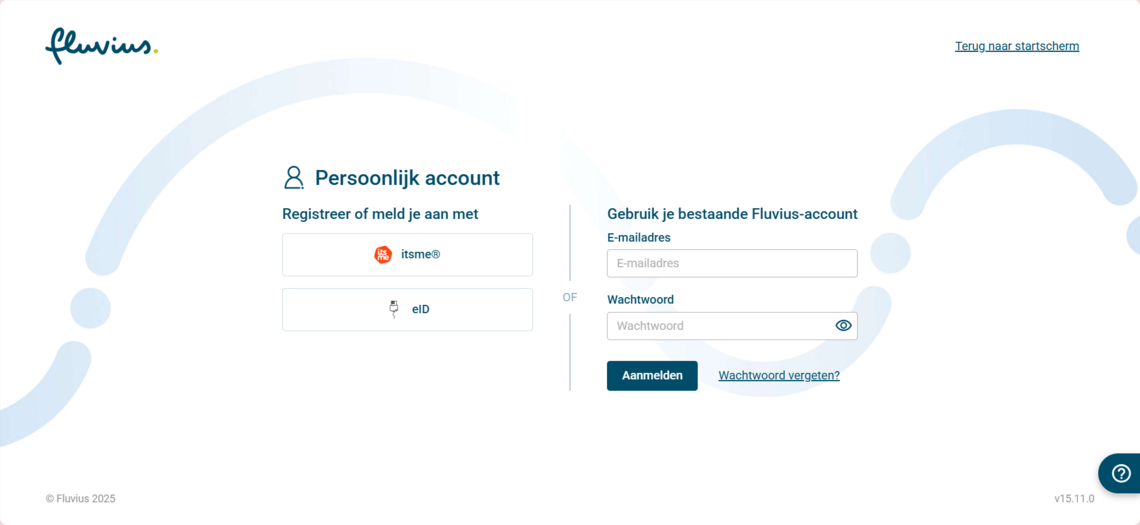Ga naar mijn.fluvius.be. Meld je aan via itsme® of eID