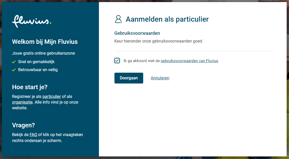 Gebruiksvoorwaarden aanvaarden