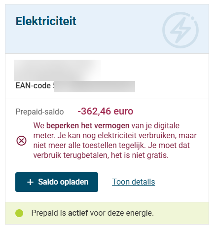 Een voorbeeld van beperkt vermogen in Prepaid
