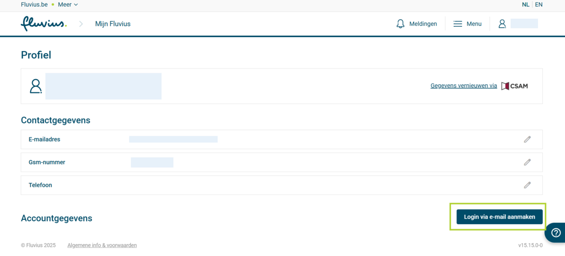 Klik op de knop ‘Login via e-mail aanmaken’
