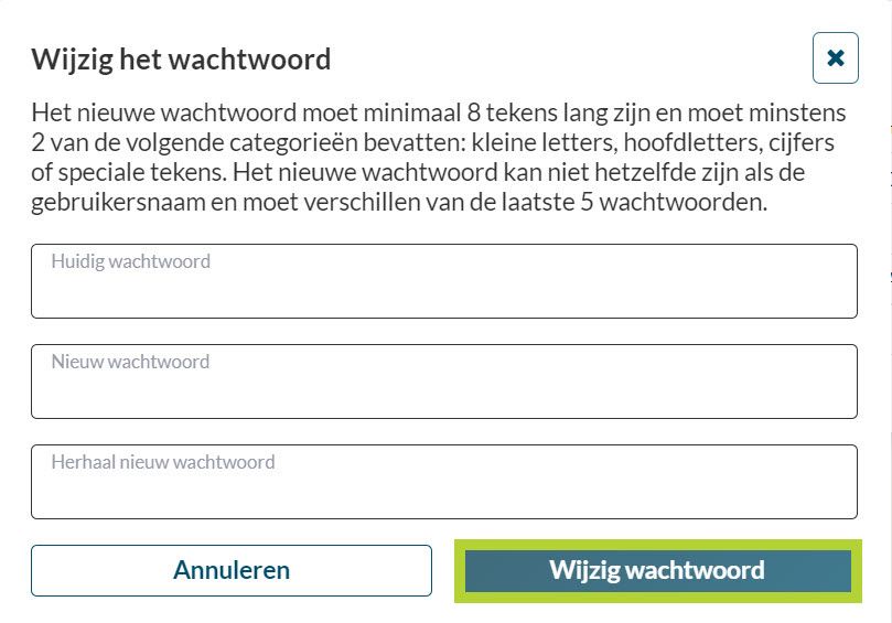 Wijzig wachtwoord Prepaid portaal