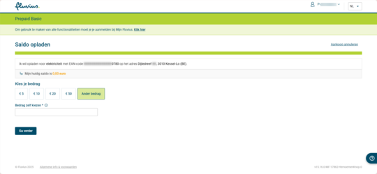 Kies je bedrag en klik op de blauwe knop ‘Ga verder’