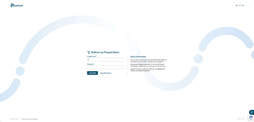 Het beginscherm van Prepaid Basic