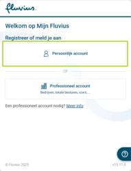 Registreer je of meld je aan via Persoonlijk account