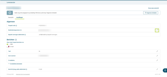 Klik op het potloodje naast het veld dat je wil wijzigen