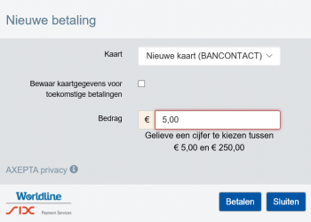 Nieuwe betaling met Bancontact in Prepaid protaal