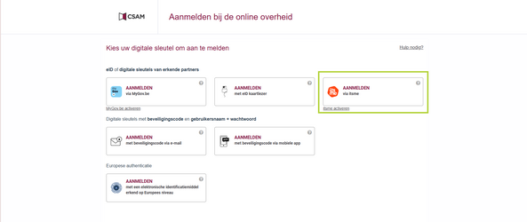 Klik op 'Aanmelden via itsme