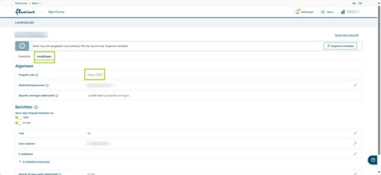 Prepaid-code-code vergeten? Ga naar mijn.fluvius.be/leverancier en kijk bij je instellingen om je Prepaid-code te vinden.